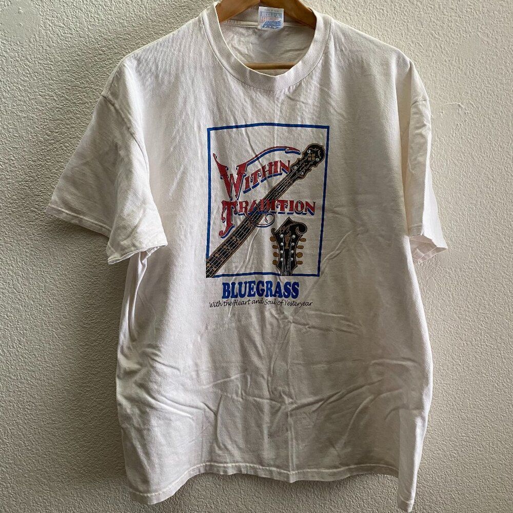 VTG Within Tradition Bluegrass White Hanes Beefy T-Shirt 2XL Music Band Vintage